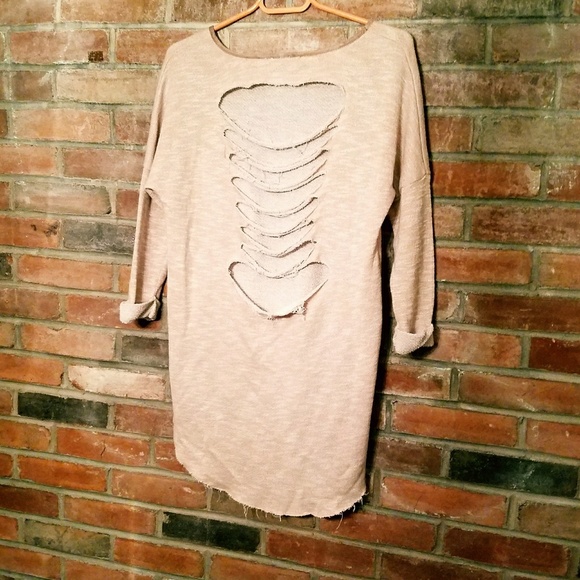 Very J Gold Beige Asymetrical Knit w/ Exposed Back - Picture 7 of 8